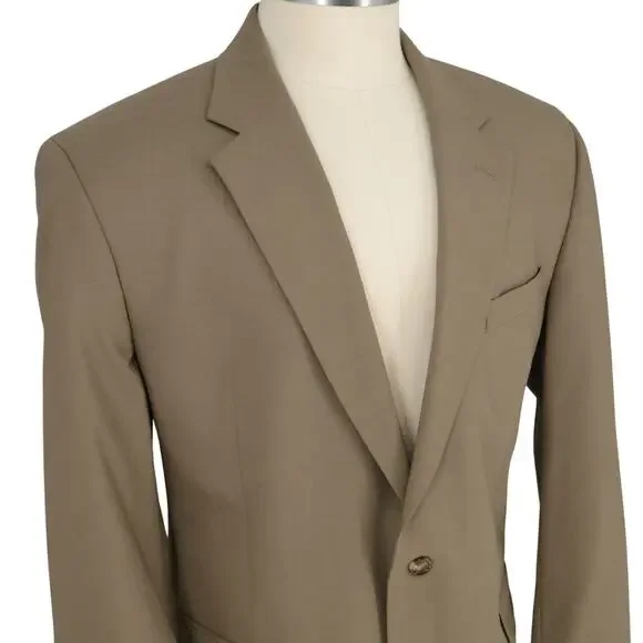 Jos A Bank Sport Coat Mens 46L Beige Tan Wool Jacket Two Button Lined